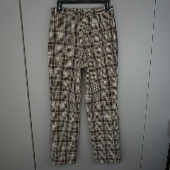 Reformation Franklin Straight Leg Trouser Pants in Beige and Red Plaid size 6 - Picture 8 of 16